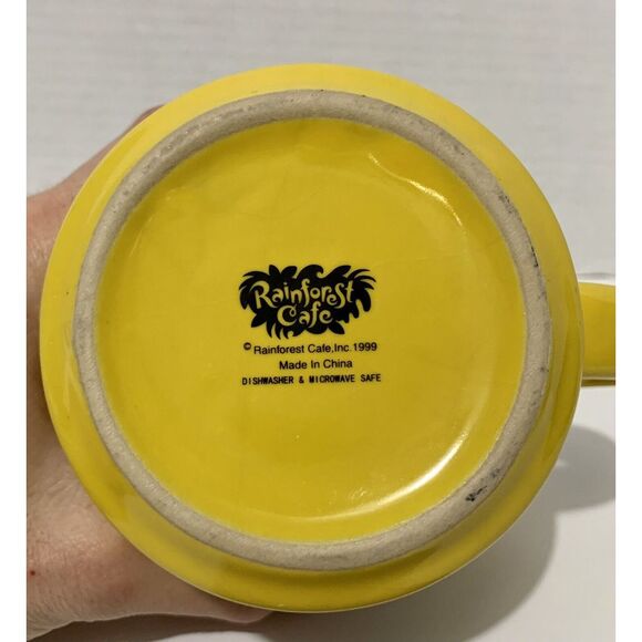 Vintage Rainforest Cafe Coffee Mug 1999 Yellow W/Logo Cup - Picture 6 of 7